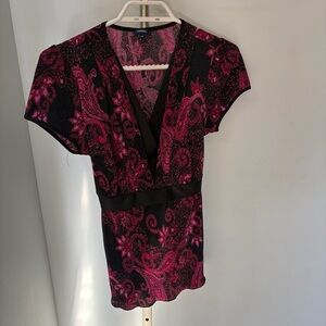 Y2K floral wrap tunic top